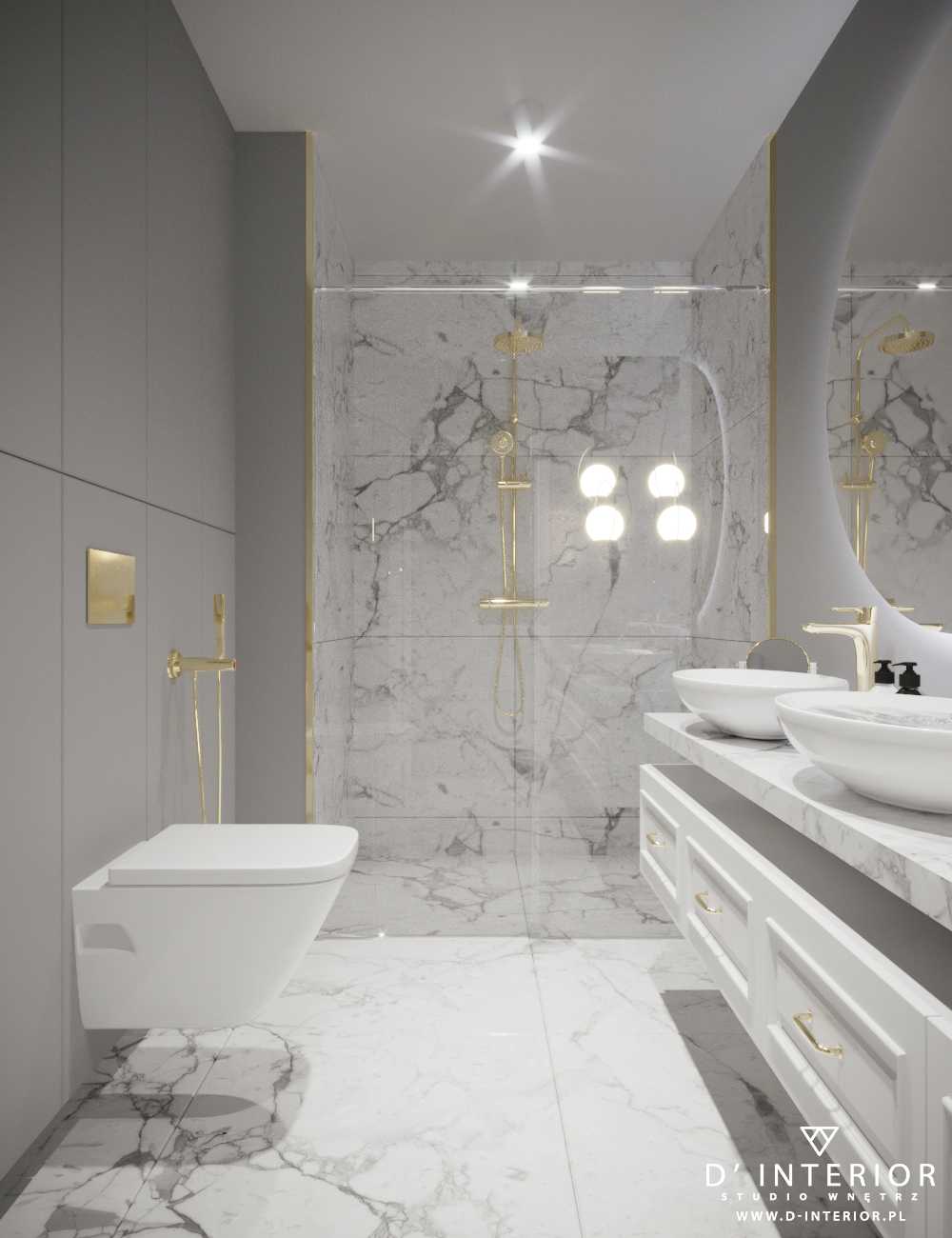Projekt nowoczesnej łazienki w kolorze szarym